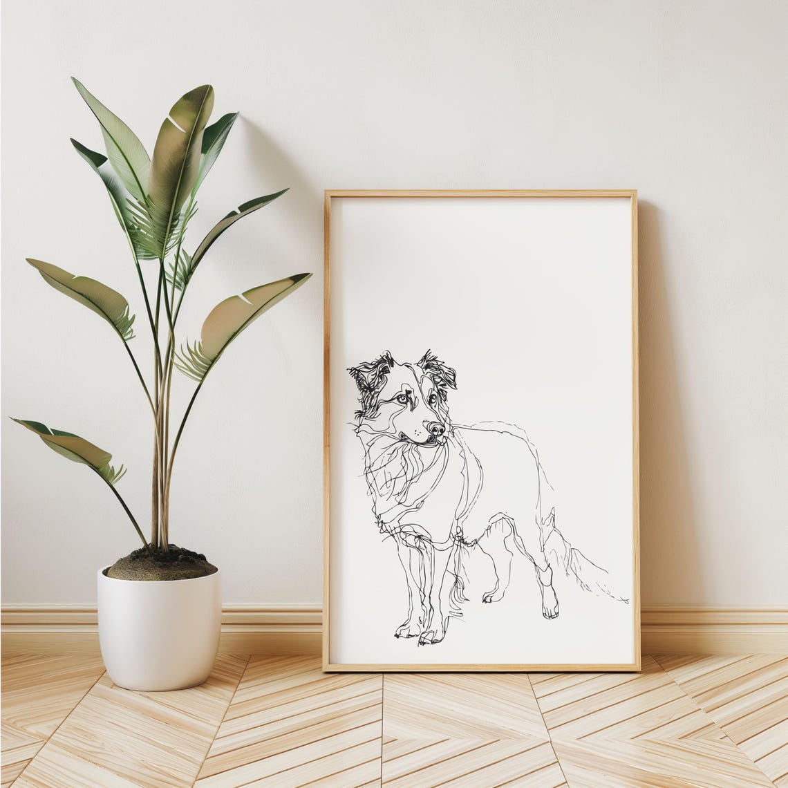 Australian Shepherd One Line Sketch Portrait Poster Minimalist Dog - Image 3