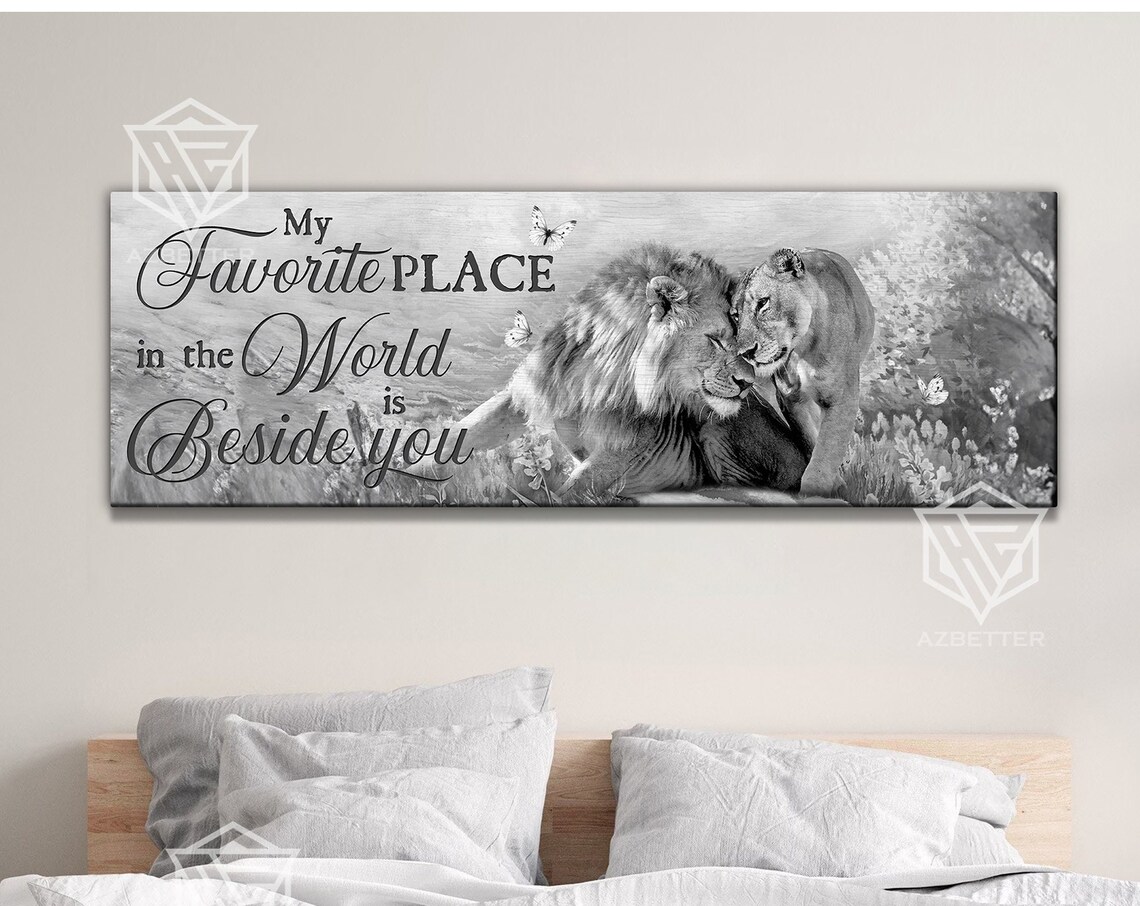My Favorite Place in the World Is Beside You Lion Couple Poster - Image 5