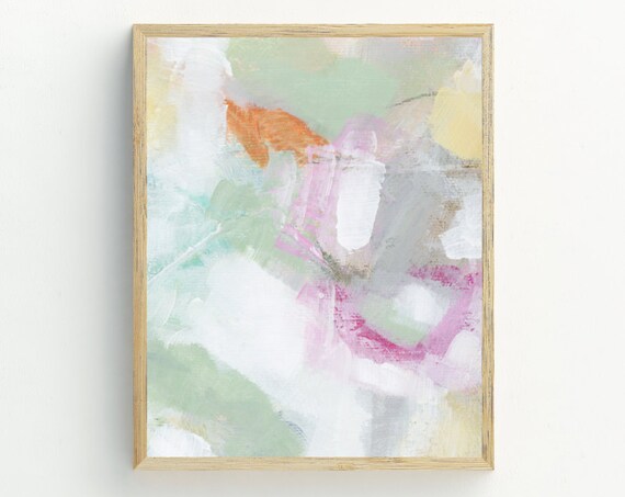 Abstract Wall Art Instant Modern Art Print Yellow Orange Pink Yellow Grey Green 5x7 8x10 11x14 16x20