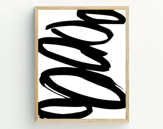 Abstract Art Print, Black and White Minimalist
