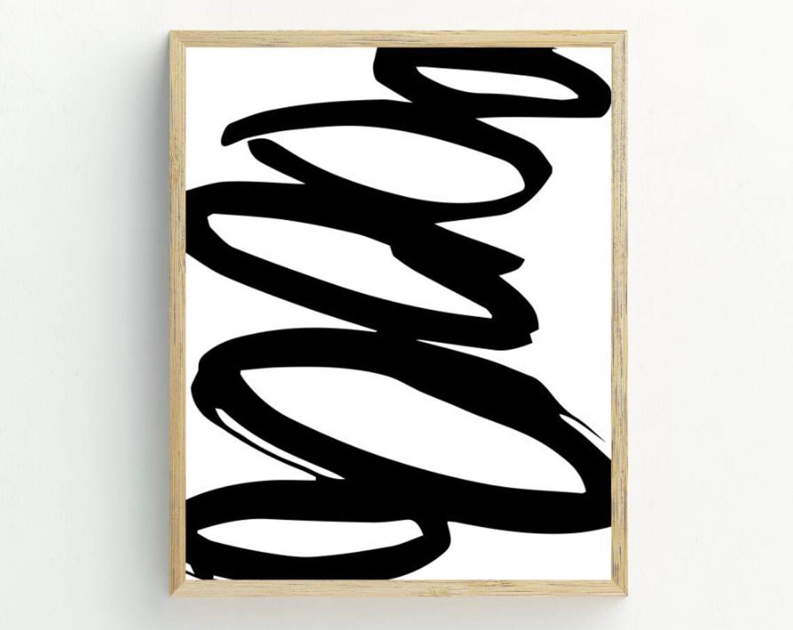 Abstract Art Print, Black and White Minimalist