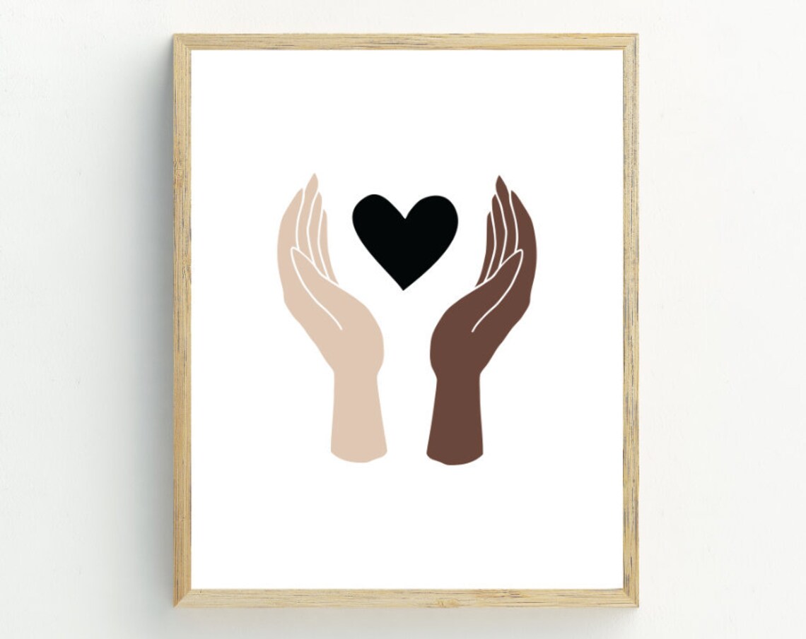 Hands and Black Heart Equality Art Print