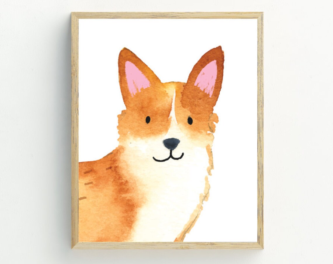 Corgi Dog Minimalist Wall Art, Art Print