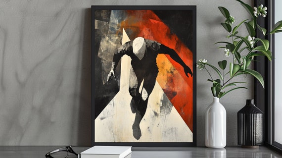 Dynamic Abstract Runner Art Print Bold Sports Wall Decor Modern Athletic Artwork Colorful Fitness Art Unique Gift For Runners