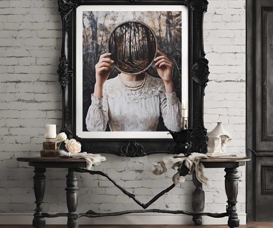 Mirror Witch Wall Art Victorian Art Poster Print Witchy Decor Dark Gothic Oil Painting Instant Dark Academia Goth - Image 4