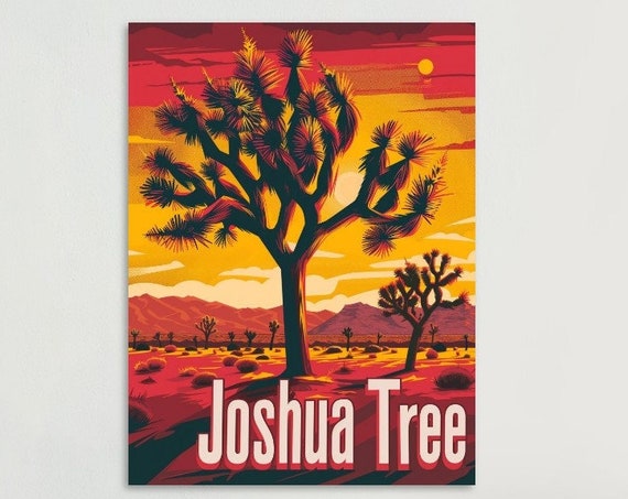 Joshua Tree National Park Poster Colorful Vintage Art Print Home Dcor Nature Lover Gift