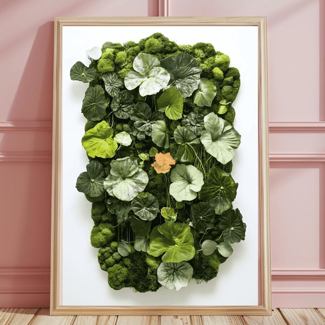 Leafy Green Lily Pads on a Moss Botanical Wall Hanging Poster