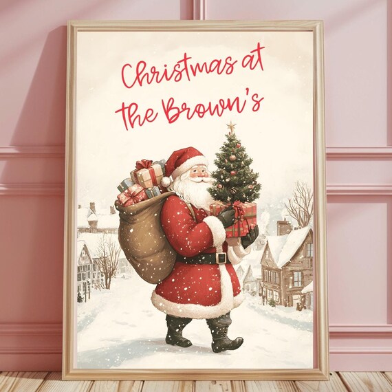 Family Christmas at the Brown's Santa Delivering Gifts Poster