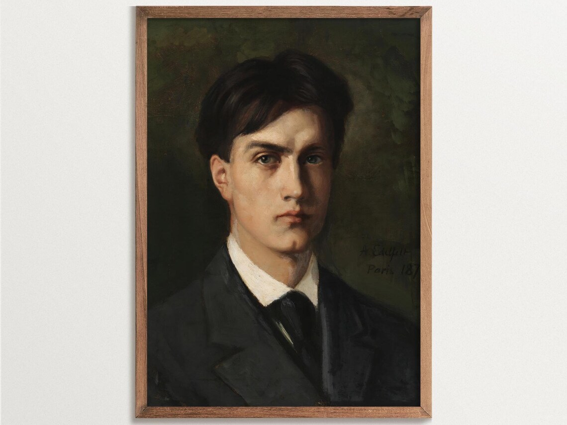Albert Moody Man Portrait, Dark Academia Decor