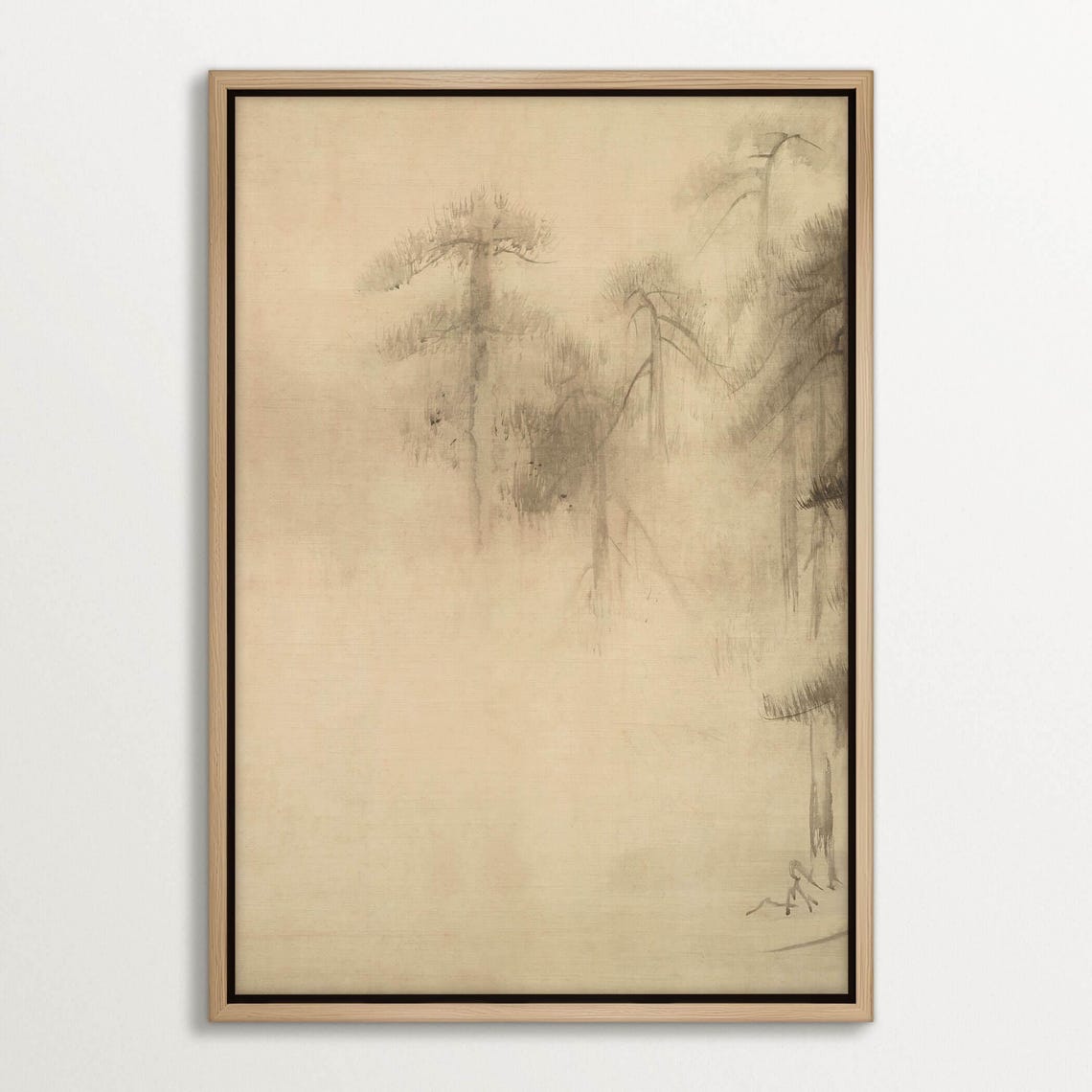 Zen Ink Landscape Print Japanese Minimalist Wall Art Wabi Sabi Decor Tranquil Nature Art Framed Wall Art Pine Tree Drawing