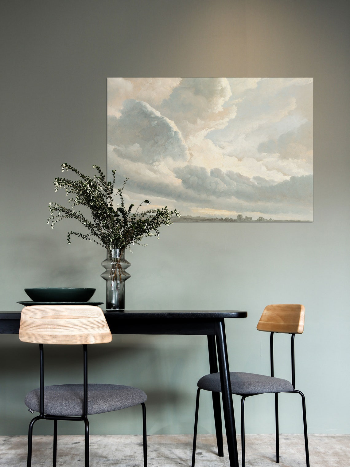 French Countryside Cloud Painting, Antique Style Print - Image 2