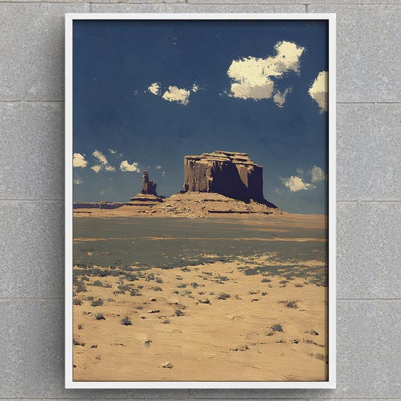 Abstract Monument Valley Art Southwest Desert Landscape Painting Canyon Butte Print Modern Nature Wall Decor