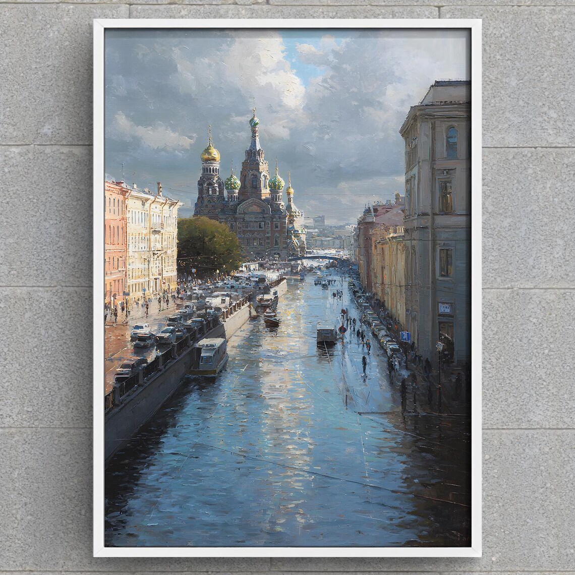 St Petersburg Savior On Spilled Blood Church Canal Painting Poster