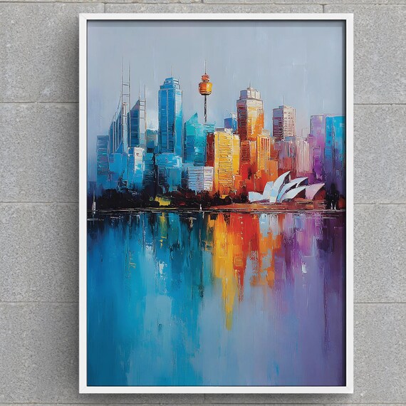 Sydney Australia Opera House Skyline Cityscape Painting Poster