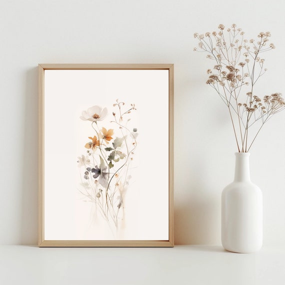 Watercolor Botanical Print Gallery Wall Art Floral Wild Flowers Line Modern Home Decor Jpg Sg39