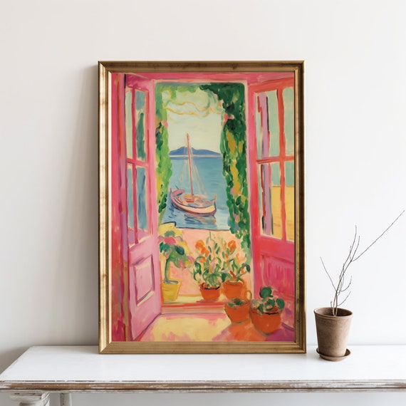Mid Century Wall Art Landscape Matisse Exhibition Beautiful Garden Poster Print Boat Sg57