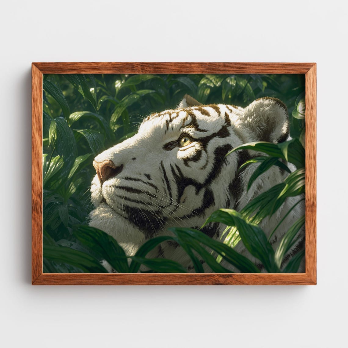 White Tiger Poster Emerald Jungle Wildlife Big Cat Nature Art