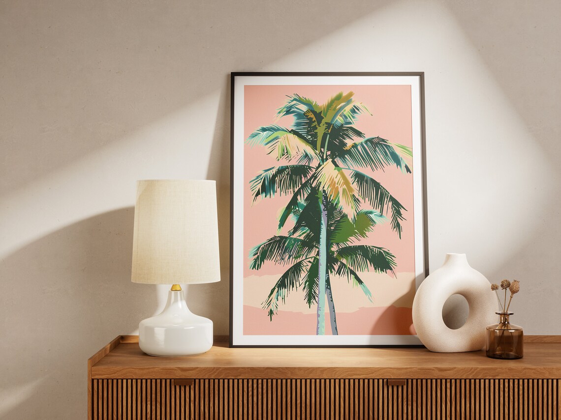 Palm Tree Minimalist Poster Tropical Art Print Summer Wall Decor Beach House Decor Home Decor - Image 2