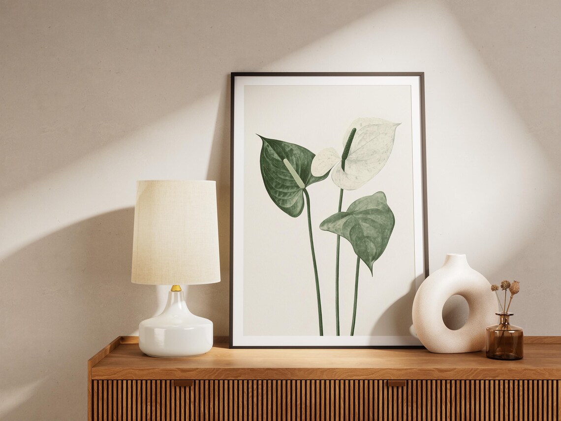Anthurium Poster Minimalist Plant Print Boho Wall Art Botanical Illustration Tropical Leaf Modern Home Decor Flower - Image 4