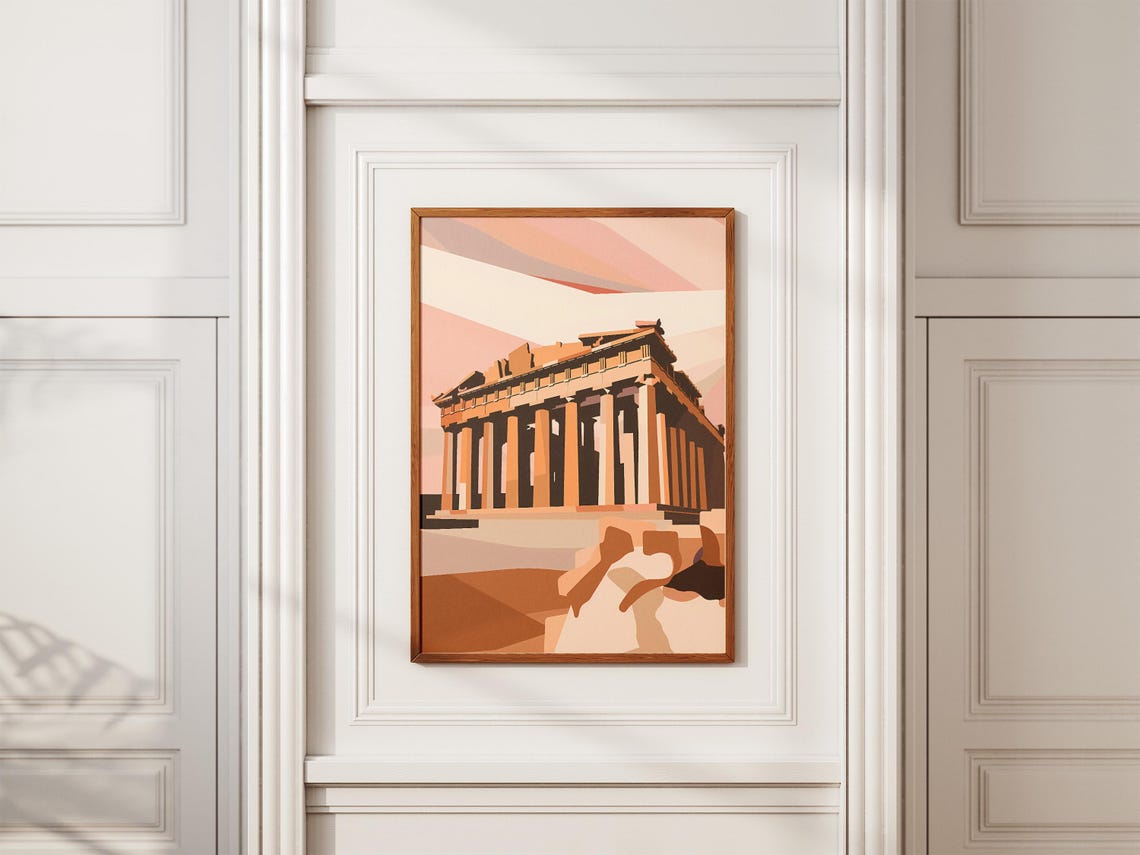 Athens Acropolis Parthenon Terracotta Geometry Travel Poster - Image 2