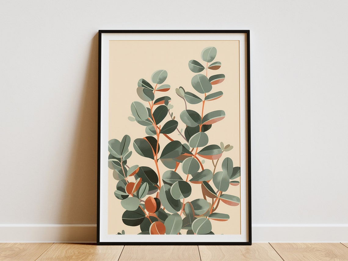 Eucalyptus Branches Minimalist Botanical Cream Boho Nature Poster
