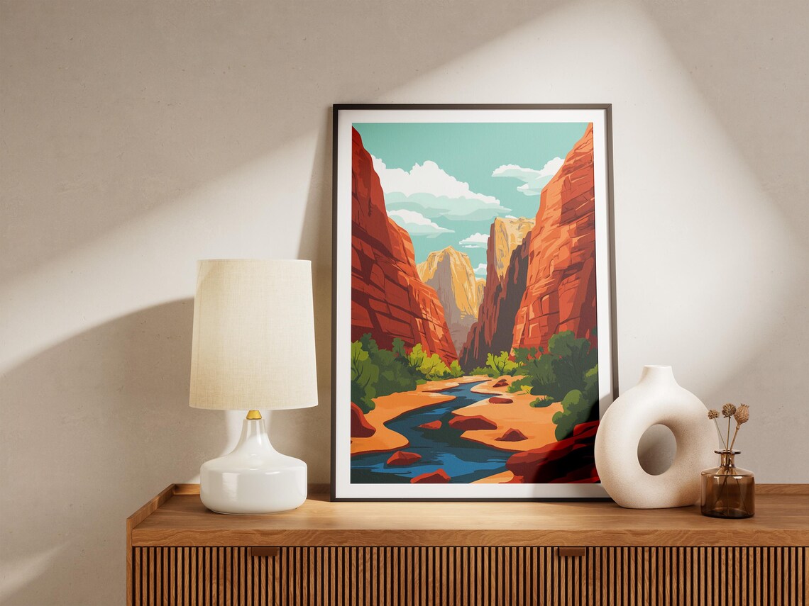 Zion National Park Poster Utah Canyon Landscape Print Southwest Desert Art Red Rock Canyon Wall Art Nature Scene Poster National Park Print - Image 5
