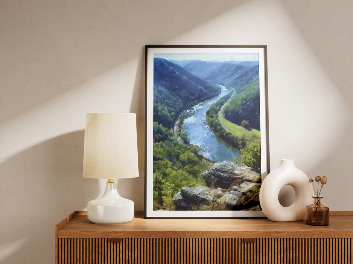 New River Gorge National Park River Valley West Virginia Art Poster - Image 4