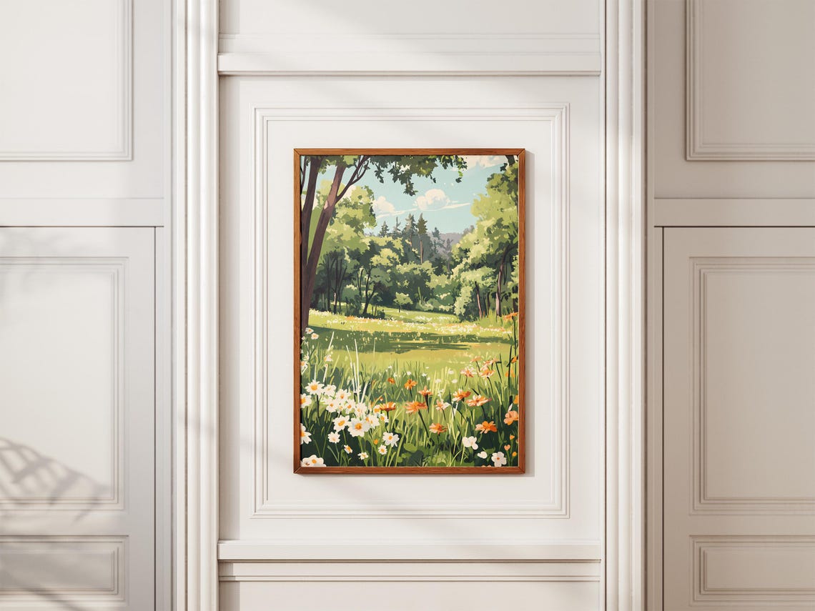 Sunlit Forest Clearing With Wildflower Meadow In Bloom Poster - Image 2