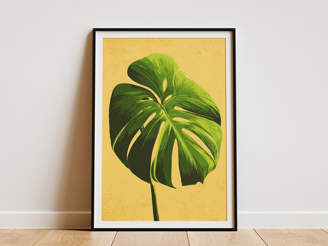 Monstera Leaf Art Print Tropical Plant Poster Botanical Wall Hawaiian Decor Modern Home Deliciosa