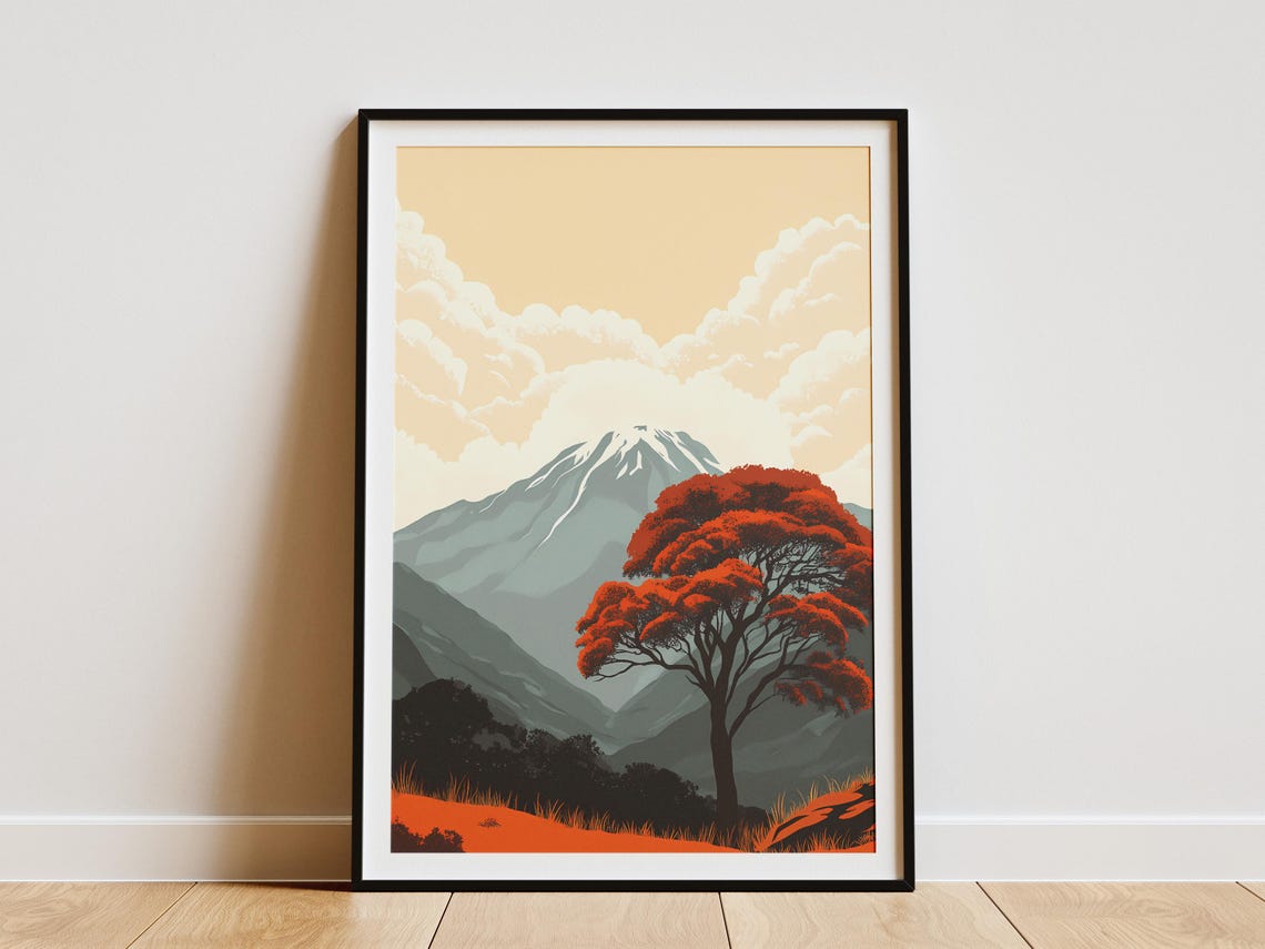 Sangay National Park Ecuador Volcano Red Autumn Tree Dusk Poster