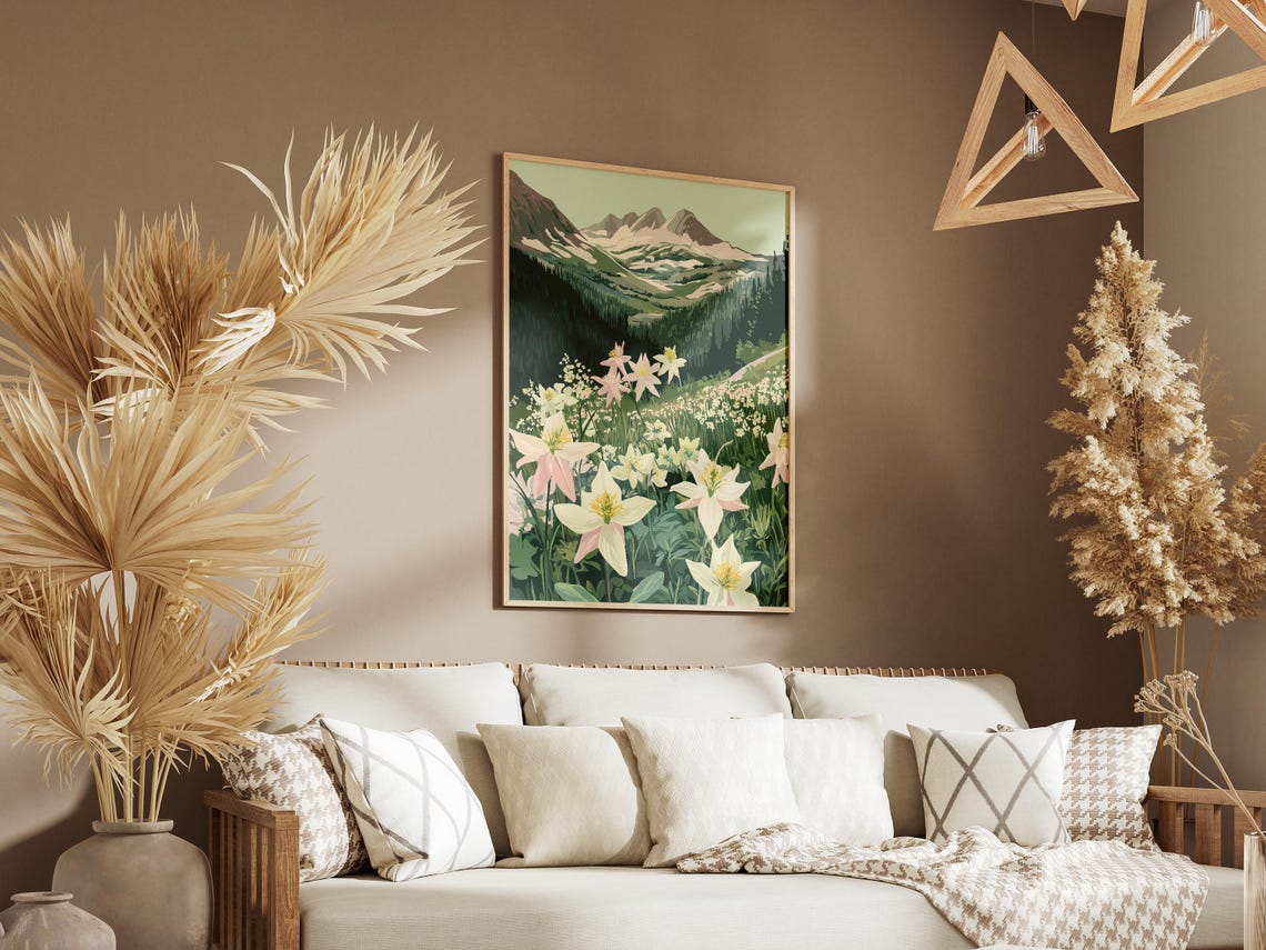 White Columbine Alpine Mountain Meadow Fresh Spring Flower Poster - Image 3