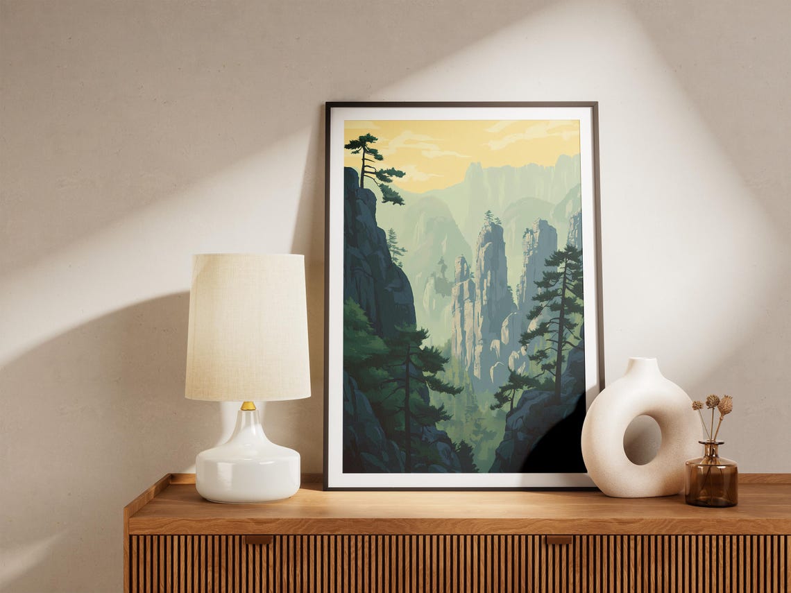 Lena Pillars Nature Park Russia Rock Towers Misty Light Poster - Image 5