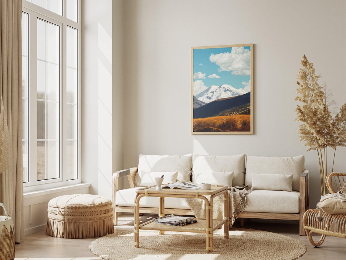 Chimborazo Mountain Ecuador Golden Grasslands Snowy Peak Poster - Image 4