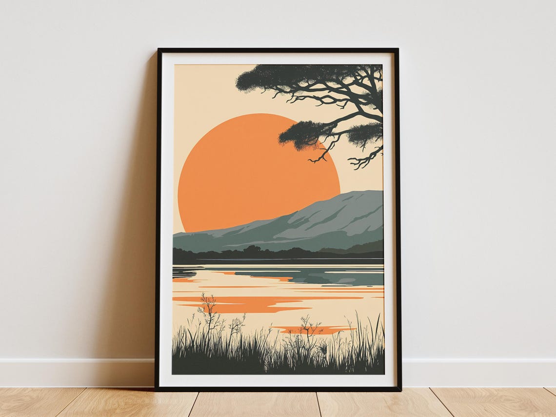 Lake Manyara Tanzania Sunset Acacia Tree Lake Landscape Poster