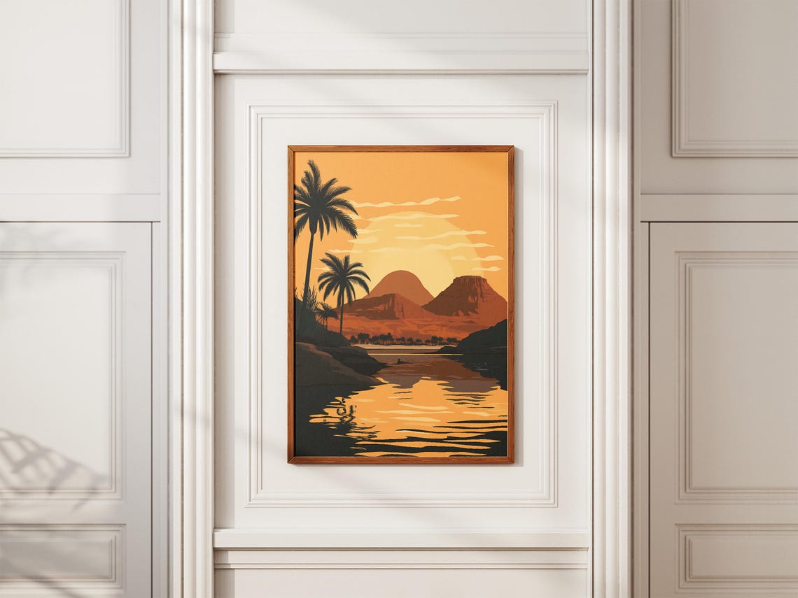 Ras Muhammad Egypt Poster Sunset Palm Trees Red Sea Landscape - Image 2