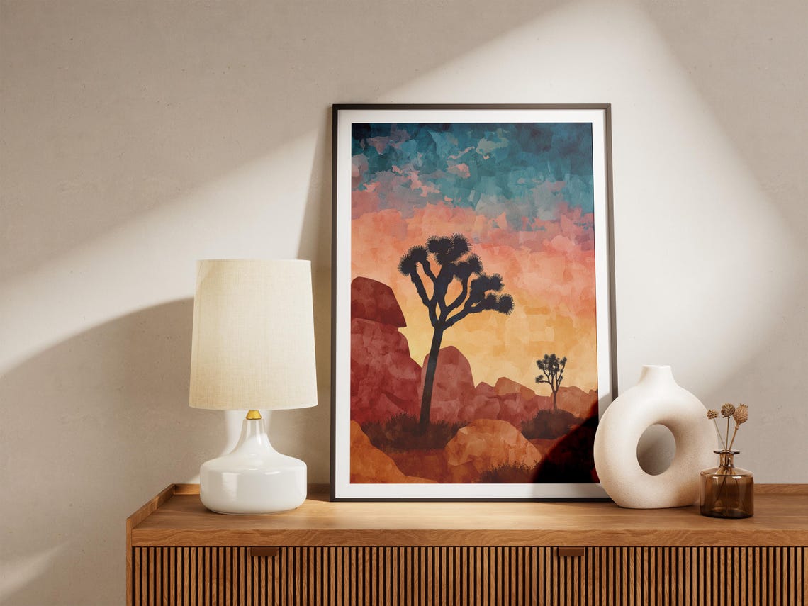 Joshua Tree National Park Desert Sunset Silhouette Travel Poster - Image 4