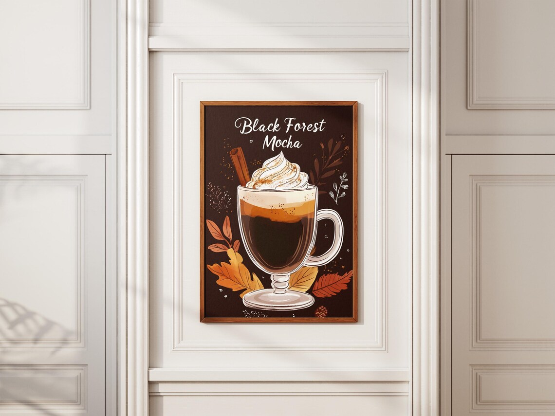 Black Forest Mocha Coffee Drink Posterautumn Coffee Printfall Drinkscozy Coffee Shop Decorwhipped Creamcinnamoncoffee Posterdrink - Image 2