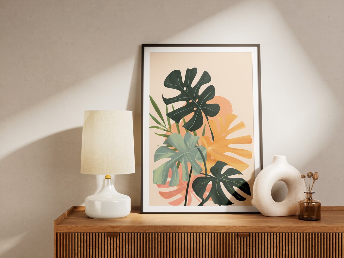 Tropical Leaf Poster, Modern Minimalist Boho Art Print - Image 2