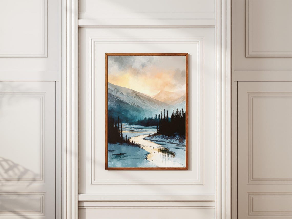 Gates of the Arctic National Park Winter River Spruce Scene Poster - Image 2