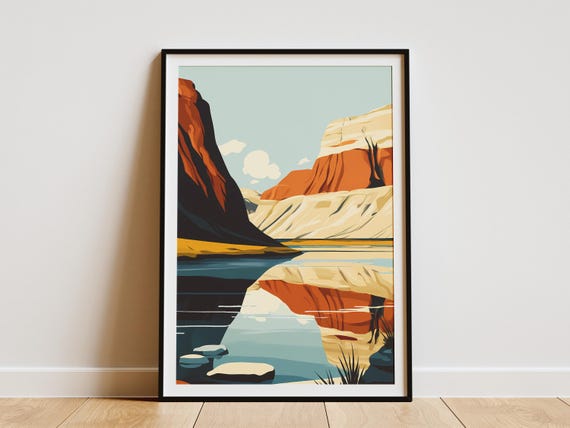 Dinosaur Provincial Park Canada Flat Illustration Poster Print Canadian Landscape Art Nature Wall Decor Modern Minimalist Print Geometric