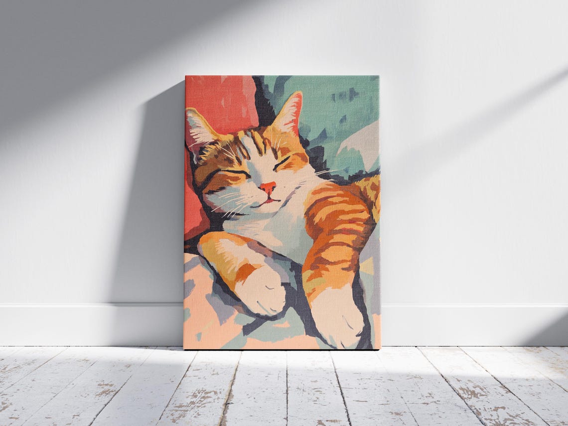 Orange Tabby Cat Sleeping Matisse Style Abstract Cat Art Poster - Image 2