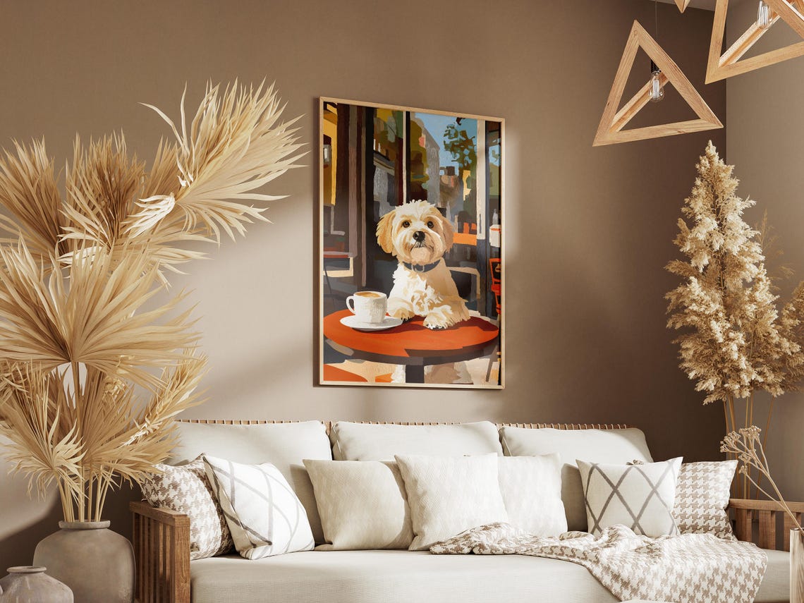 Havanese Dog Matisse Style Cafe Coffee Art Print - Image 3