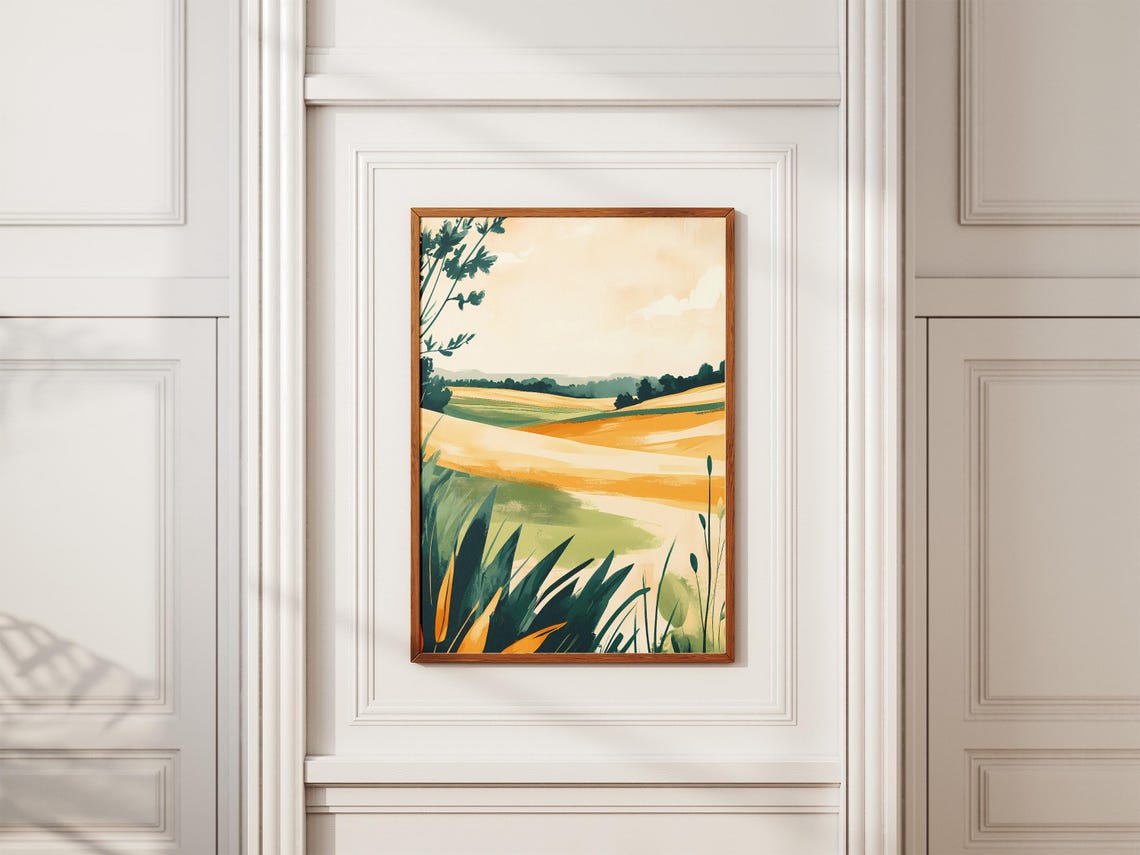 Golden Wheat Fields Rolling To The Horizon Warm Landscape Poster - Image 2