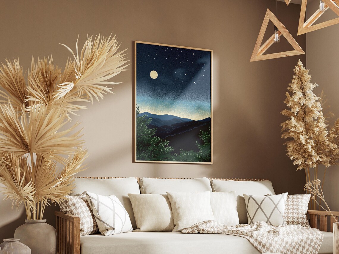 Shenandoah National Park Moonlit Mountains Vintage Night Sky Decor Poster - Image 3