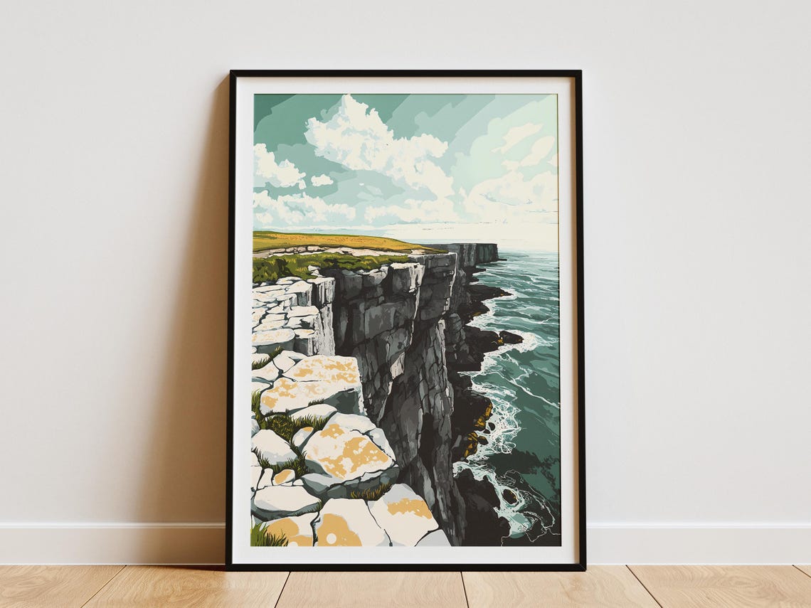Aran Islands Ireland Dramatic Sea Cliff Coast Landscape Poster