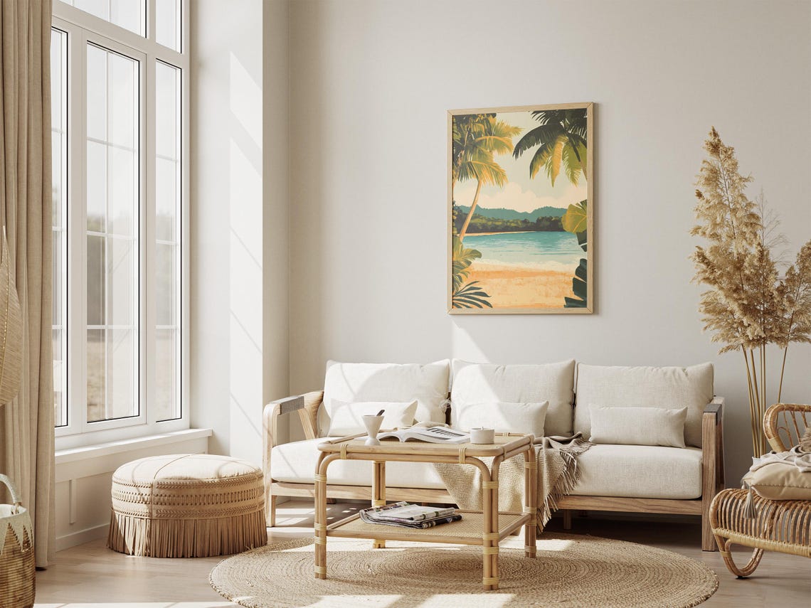 Solomon Islands Beach Palm Trees Turquoise Lagoon Island Poster - Image 4