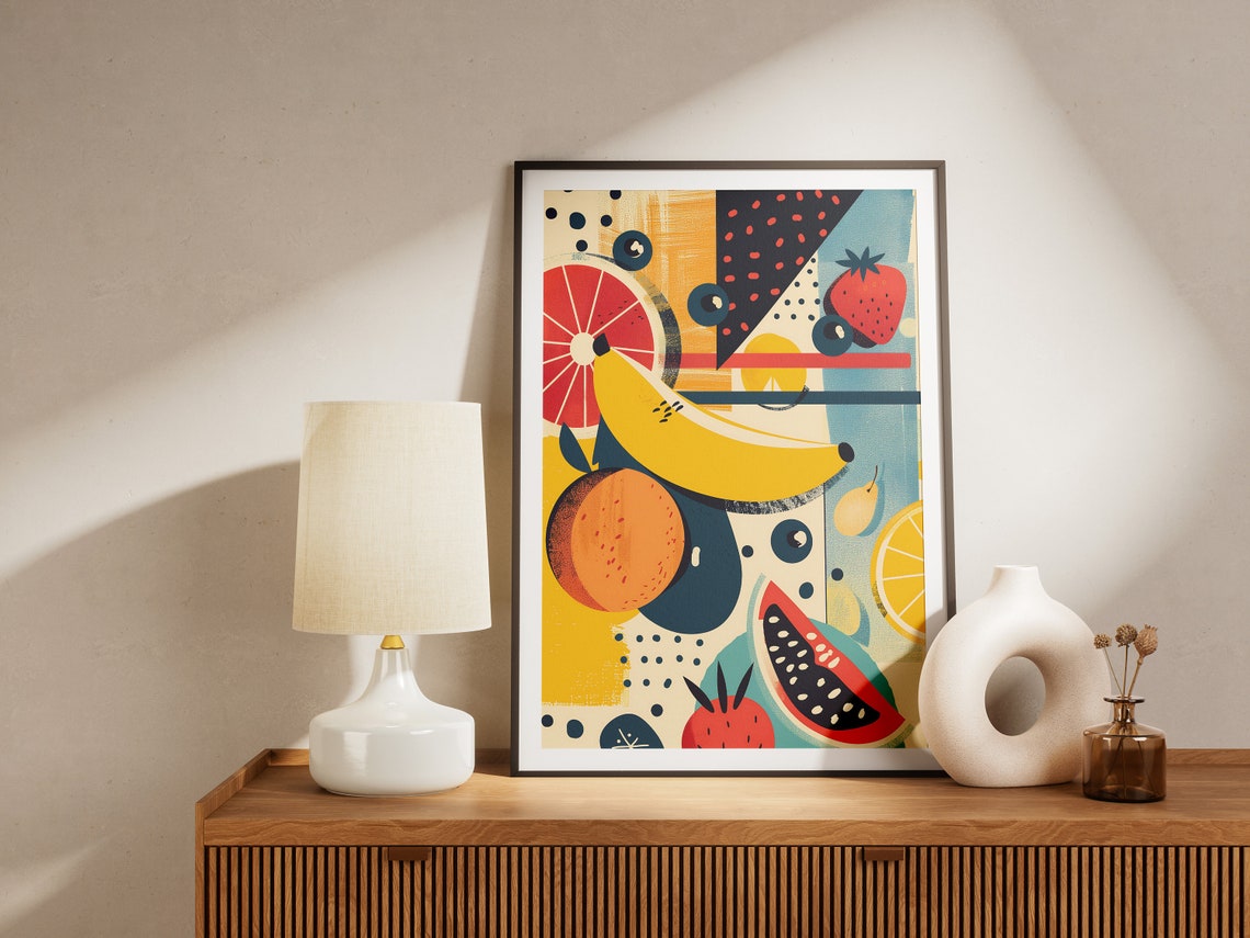 Retro Pop Art Fruit Collage Banana Strawberry Kitchen Decor Poster - Image 2