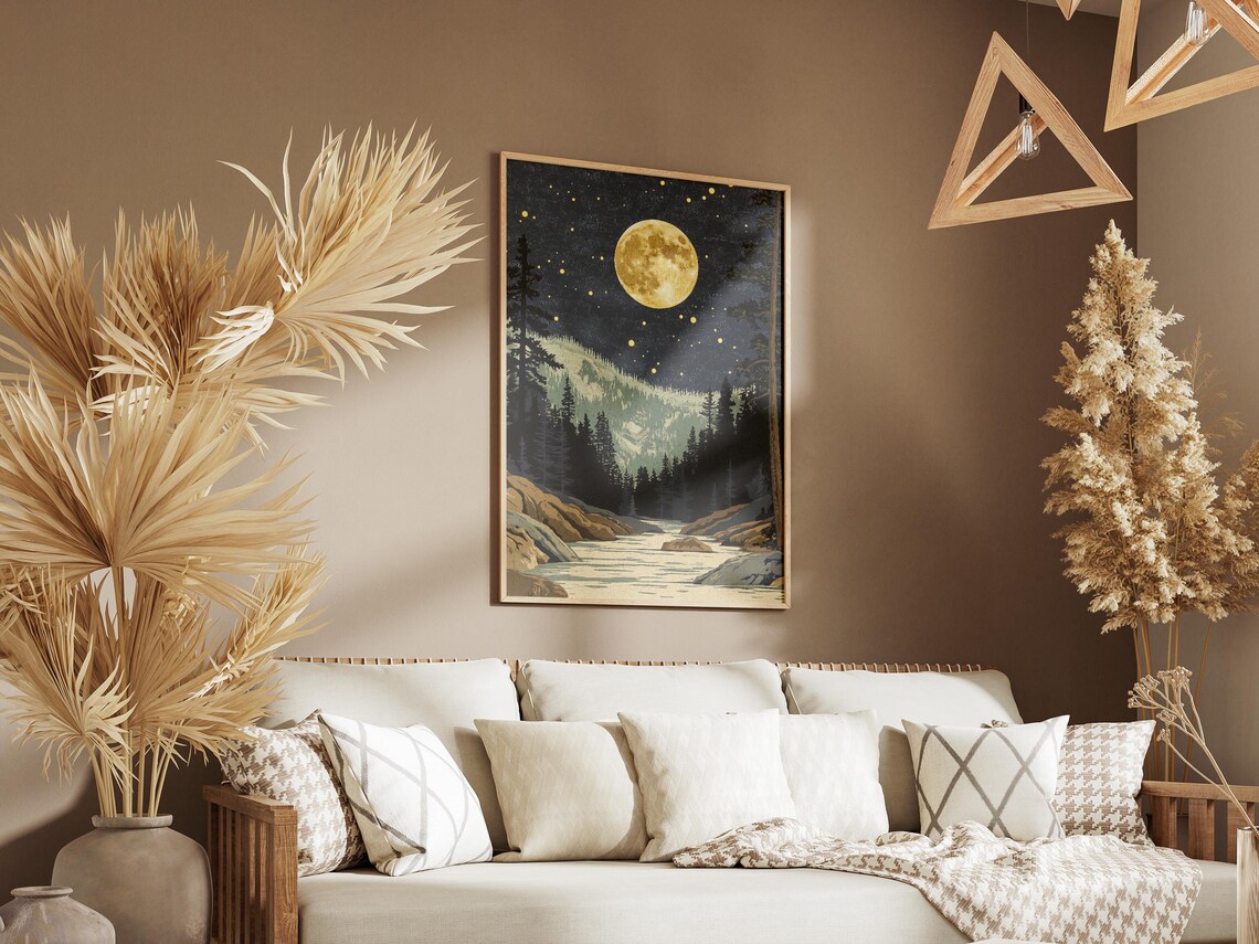 Kings Canyon National Park Moonlit River Vintage Travel Poster - Image 3