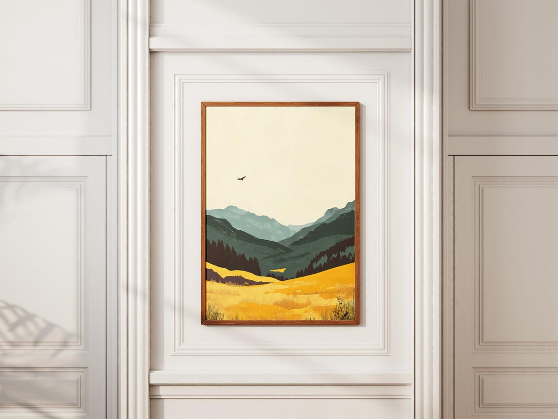 Garajonay National Park Golden Meadow Misty Mountains Poster - Image 2