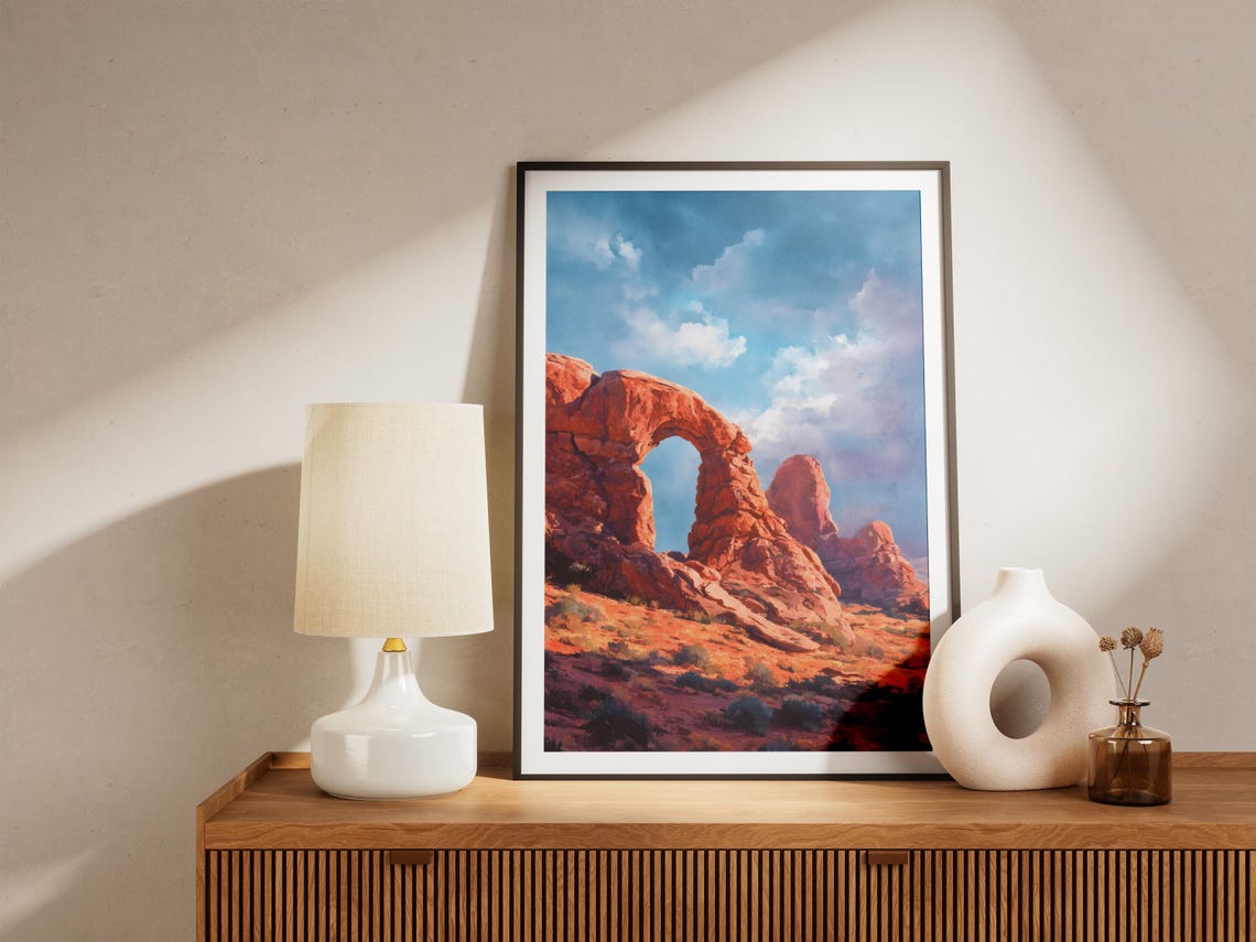 Arches National Park Red Rock Arch Desert Sunset Scene Poster - Image 4